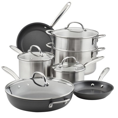 Rachael Ray Professional 11Pc Hard Anodized Nonstick & Induction Stainless Steel Cookware