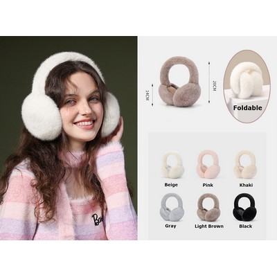 Foldable Ear Muffs for Women Faux Fur Winter Earmuffs Fluffy Ear Warmers Cute Ear Covers