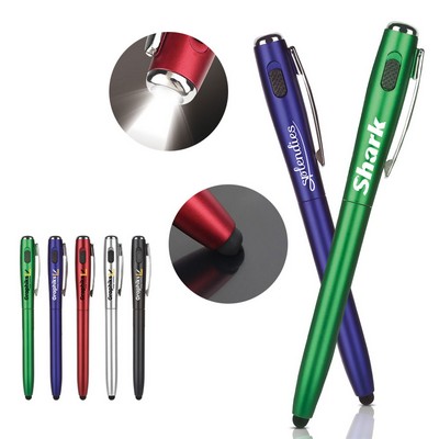 Custom 3 In 1 LED Flashlight Stylus Pen