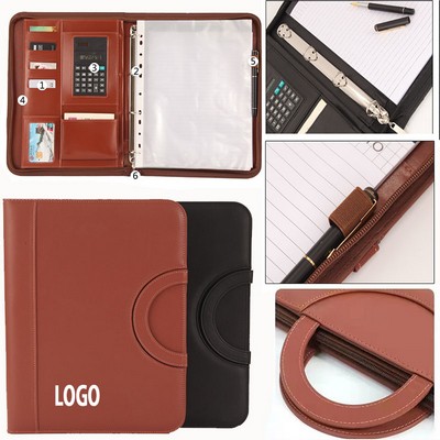 A4 Portfolio Binder Organizer Journal With Zipper & Calculator