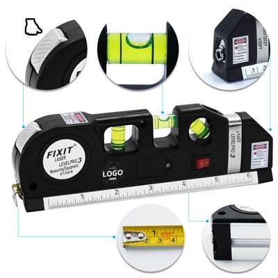 3 in 1 Multifunctional Laser Level with 8ft Tape Ruler and Metric Rulers