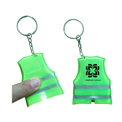 PVC Creative Reflective Safety Vest Keychain with Flashlight