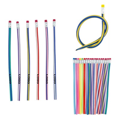 6-Piece Set Colorful Stripe Bendable Soft Pencil