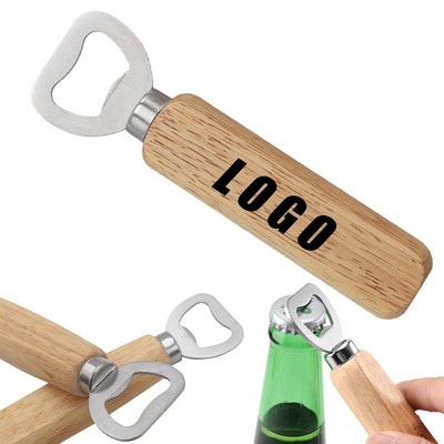 Wooden Handle Stainless Steel Beer Bottle Opener