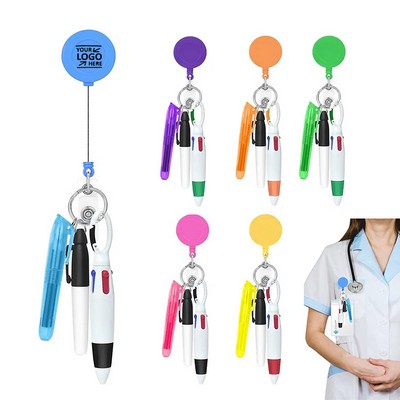 Nurse Pen Set Retractable Badge Holder W/ Highlighter