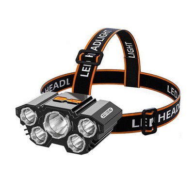 Ultra-Bright 5-LED Headlamp Rechargeable Battery