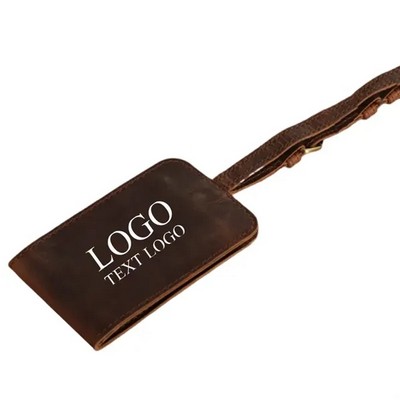 Brown Genuine Leather Luggage Tag