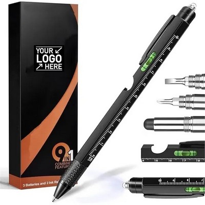 9-in-1 Multi-Function Tactical Pen with Stylus & LED Light