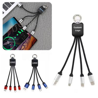 USB 4 In 1 LED Light Charging Cable Keychain