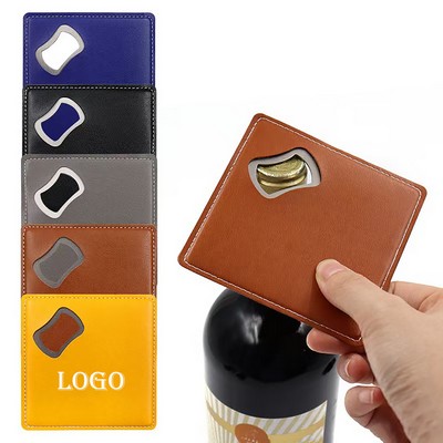 Leather Bottle Opener Square Coaster