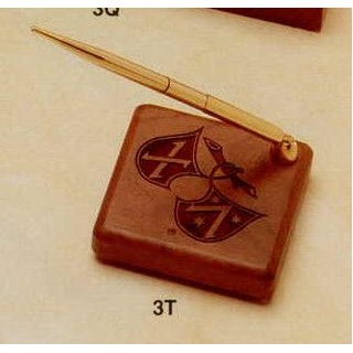 3-1/5"x3-1/5" Walnut Pen Set Swivel Pen Holder (3t)