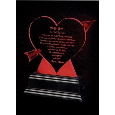 Stock Acrylic Heart Shaped Award in Red LED Base