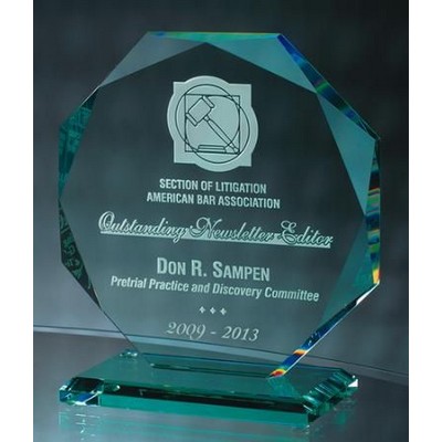 Small Faceted Jade Crystal Octagon Award (7")