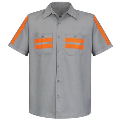 Red Kap® Light Gray Enhanced Visibility Short Sleeve Shirt