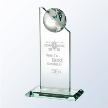 Globe Pinnacle Jade Glass Award - Large - Sand Blast