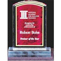 Marbleized Red Acrylic Rectangle Award w/ Curved Top - 4"x6"