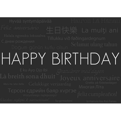 Horizontal Black Happy Birthday Everyday Greeting Card (5"x7")