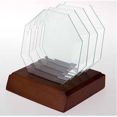 Octagon Jade Glass Coaster Set (Engraved)