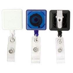 Square Retractable Badge Reel w/Swivel Clip (Blank)