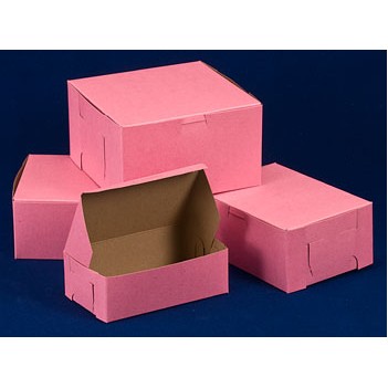 Pink Lock Corner Cake Bakery Box (9"x9"x5")