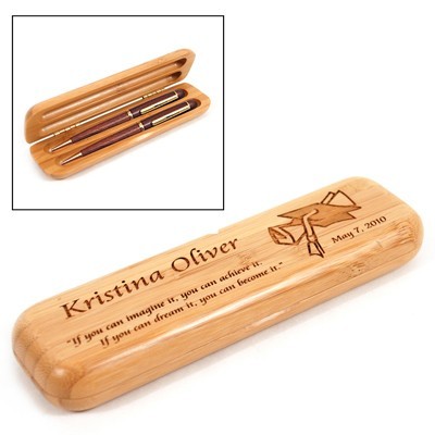 Classic Bamboo Double Pen Box