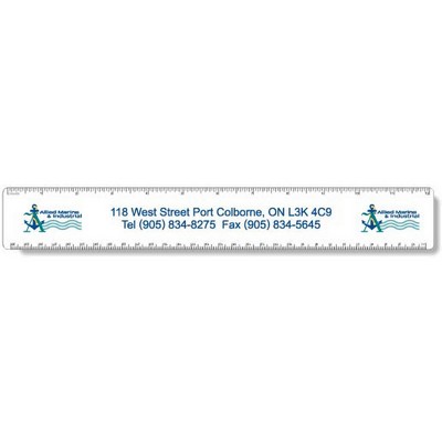 .040 White Matte Styrene Plastic 12" Rulers (1.75" x 12.25") round corners, spot color imprint