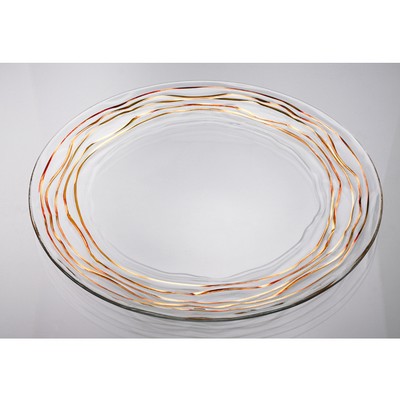 15" Glass Charger Plate w/Gold Leaf Waves Rim