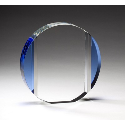 Sea Blue Optic Clear & Blue Crystal Oval Award - 6'' H