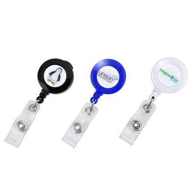 Round Badge Holder w/Swivel Safe Grip Clip