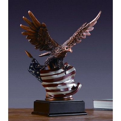 Eagle with Waving Flag, 10"W x 12.5"H