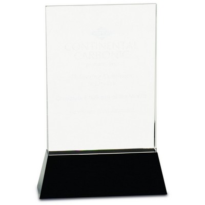 9" Clear Crystal Rectangle Wedge on Black Base