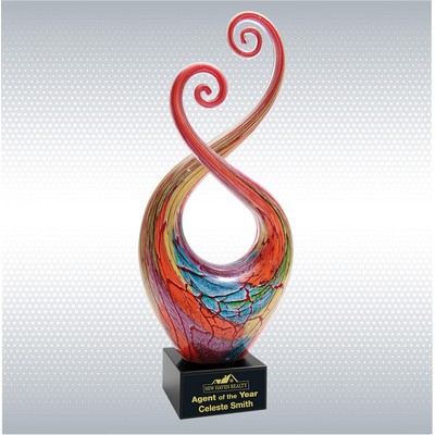 14" Multi-Color Twist Art Glass w/Black Base