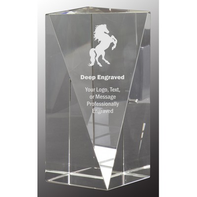 6" Crystal Triangle Front Pillar Award