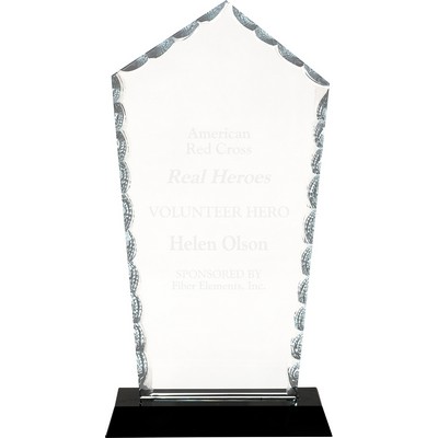 9 3/4" Diamond Facet Glass Award on Black Base