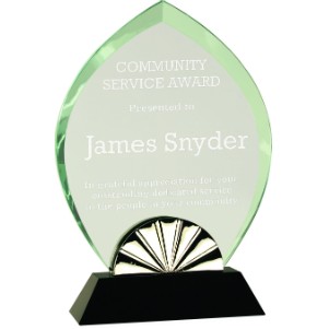 9" Oval Horizon Glass Award with Black Base