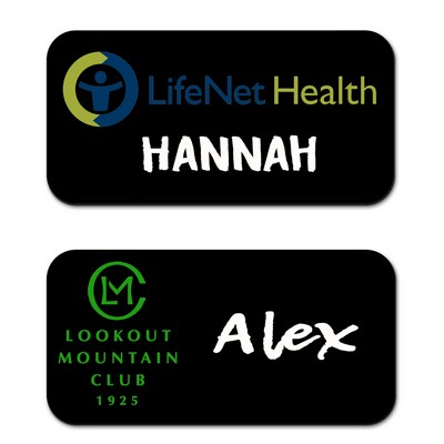 Plastic Black Reusable Name Badge (1.5"x3")