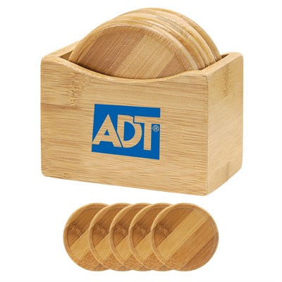 5 Piece Bamboo Coaster Set w/Coaster Stand