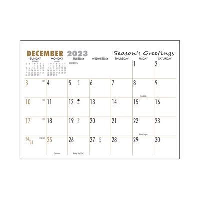 Mini Memo 2025 Calendar Pad, Gold/Black