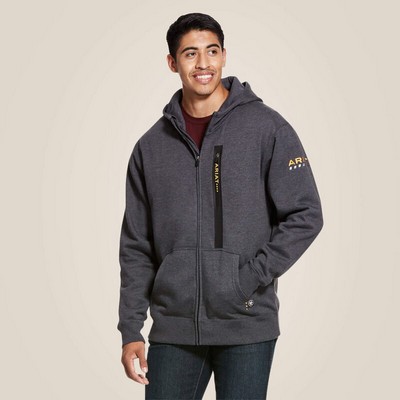 Ariat® Men's Charcoal Heather Gray Rebar® Workman™ Full Zip Hoodie