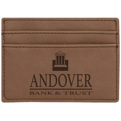 Dark Brown Wallet Clip, 4" x 2-3/4" Laserable Leatherette