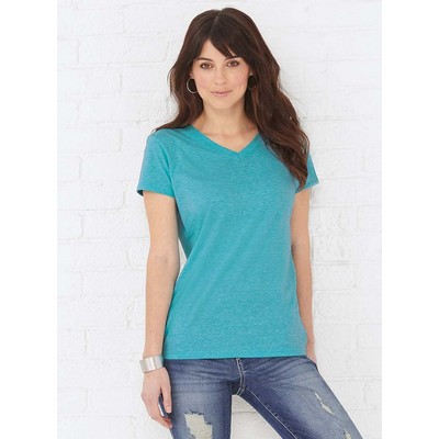 LAT™ Ladies' Modern Fit V-Neck Short Sleeve Harborside Mélange Jersey T-Shirt