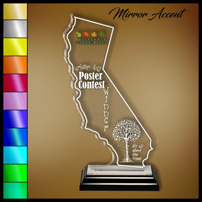 9" California Clear Acrylic Award with Color Print and Mirror Accent