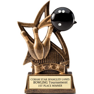 6" Bowling Sweeping Star Resin Trophy