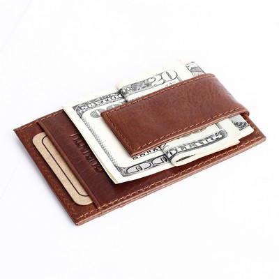 Crazy Horse Pattern Leather Wallet w/Money Clip