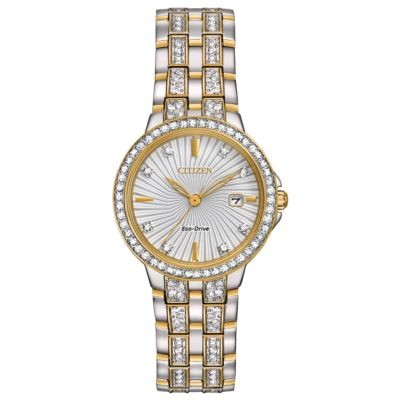 Citizen Ladies' Silhouette Crystal Eco-Drive Two-Tone Watch w/Crystals