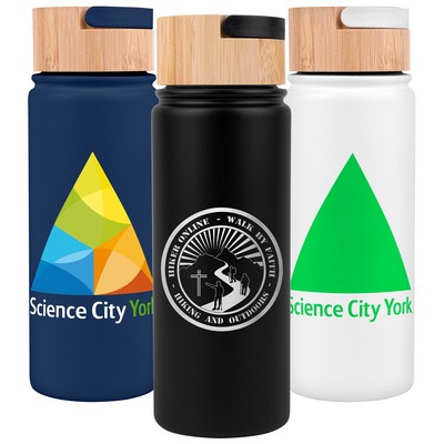 20 oz. Vacuum-Sealed Stainless Water Bottle with Bamboo Lid