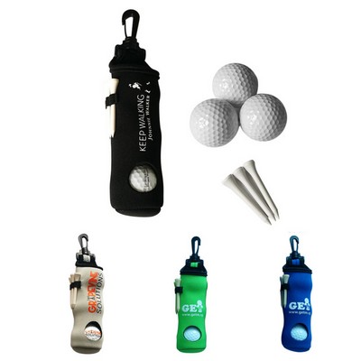 Neoprene Golf Ball Pouch Golf Bag Tee Holder With 3 Balls 3 Tees