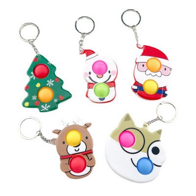 Christmas Ornament Push Bubble Pop Fidget Toy Keychain