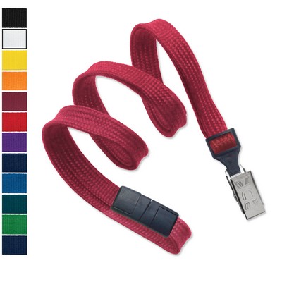 5/8" Blank Breakaway Flat-Ribbed Polyester Lanyards with Bulldog Clip