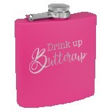 6 Oz. Matte Pink Powder Coated Laserable Stainless Steel Flask